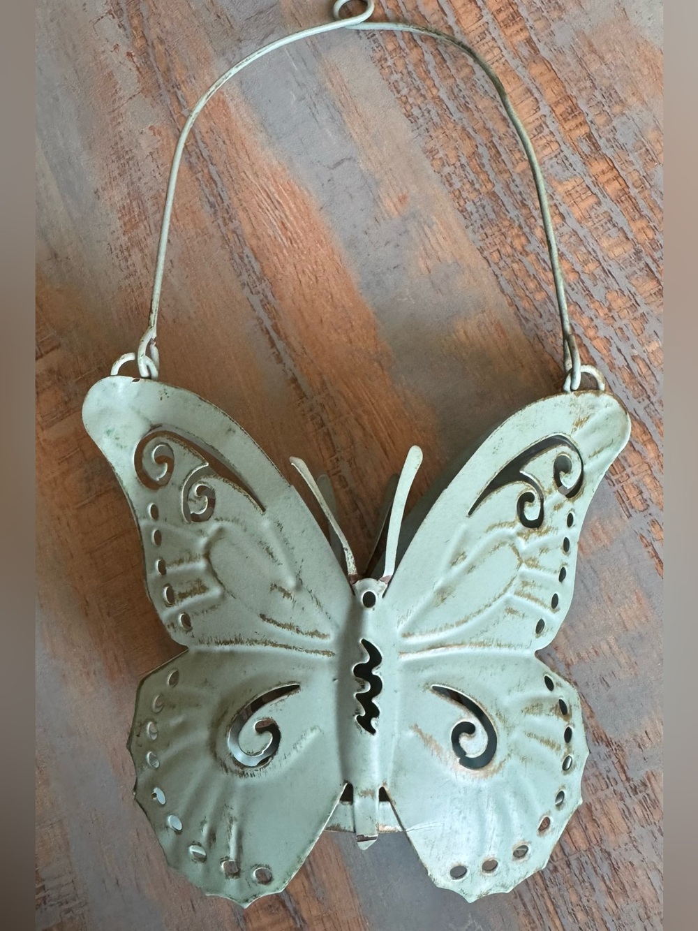Decorative Metal Butterfly Wall Hanger in Pale Mint Tealight Holder